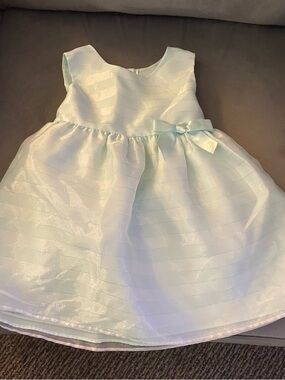 Girls Mint Organza Bow-Accent Formal Dress